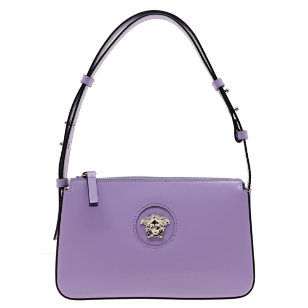Versace Medusa Shoulder Bag Brushed Purple Leather New - Picture 2 of 8